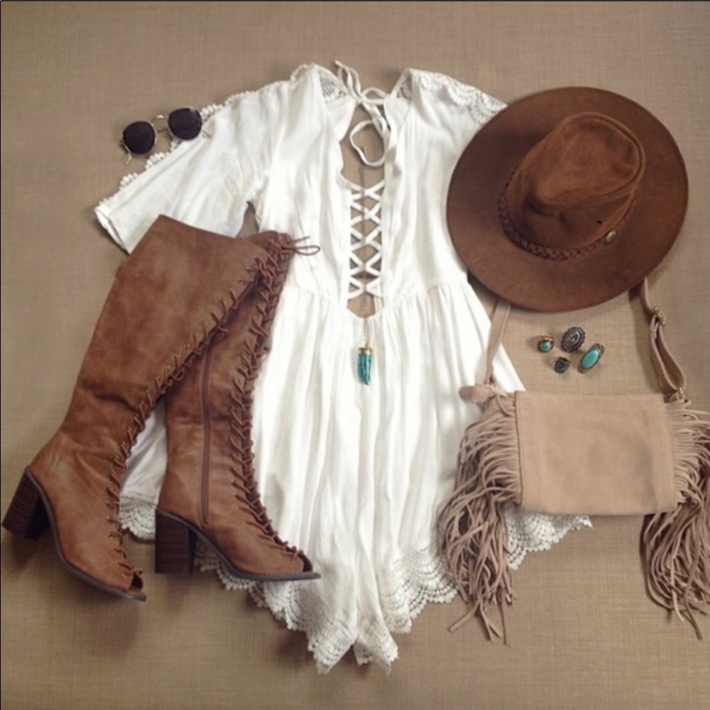 Lace Tan Boots